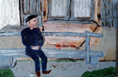 Peinture intitulée "Le papi sur son banc" par Les Couleurs De Claire, Œuvre d'art originale, Acrylique