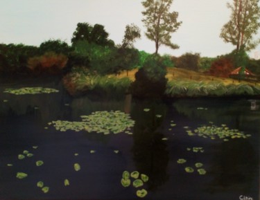 Peinture intitulée "Etang et ses nénuph…" par Les Couleurs De Claire, Œuvre d'art originale, Acrylique