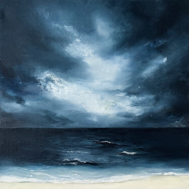 Painting titled "My heavy storm" by Lesia Danilina, Original Artwork, Oil Mounted on Wood Stretcher frame