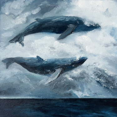 Malarstwo zatytułowany „Heavenly ocean” autorstwa Lesia Danilina, Oryginalna praca, Olej Zamontowany na Drewniana rama noszy