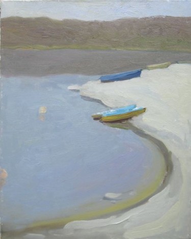 Картина под названием "Лодочки на берегу" - Олеся Хлевная, Подлинное произведение искусства, Масло
