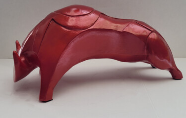 「Taureau rouge」というタイトルの彫刻 Raymonde Koelblen/Pitoizel (PitRe)によって, オリジナルのアートワーク, テラコッタ