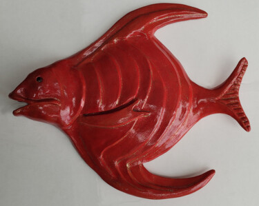 Sculpture titled "poisson rouge" by Raymonde Koelblen/Pitoizel (PitRe), Original Artwork, Terra cotta