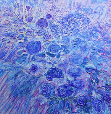 Painting titled "Blue Roses" by Lesley Blackburn, Original Artwork, Oil