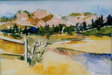 Painting titled "Pink Hills Acadia" by Lesley Braren, Original Artwork
