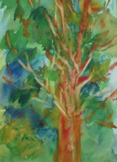 Painting titled "Light Branches" by Lesley Braren, Original Artwork, Watercolor