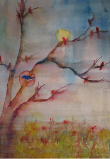 Painting titled "Through the Tree" by Lesley Braren, Original Artwork, Watercolor