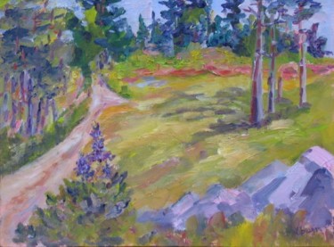 Painting titled "Road Away" by Lesley Braren, Original Artwork, Oil