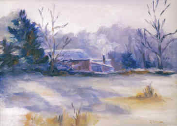 Painting titled "Frosty Sunrise" by Lesley Braren, Original Artwork