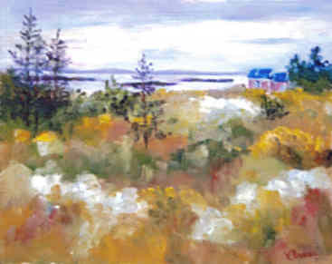Painting titled "Morning Meadow Inlet" by Lesley Braren, Original Artwork