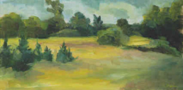 Painting titled "Meadow at Lawsons" by Lesley Braren, Original Artwork, Oil