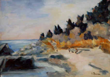 Painting titled "Meig's Point Beach" by Lesley Braren, Original Artwork, Oil