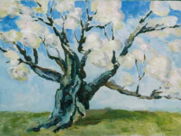 Painting titled "Old Apple Tree" by Lesley Braren, Original Artwork, Oil