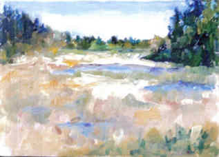 Painting titled "Wild Marsh" by Lesley Braren, Original Artwork
