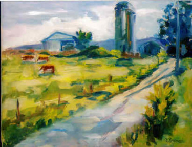 Painting titled "Vermont Morning" by Lesley Braren, Original Artwork, Oil