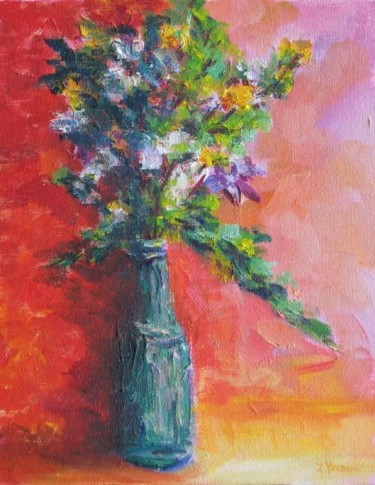 Painting titled "Bottle Bouquet" by Lesley Braren, Original Artwork