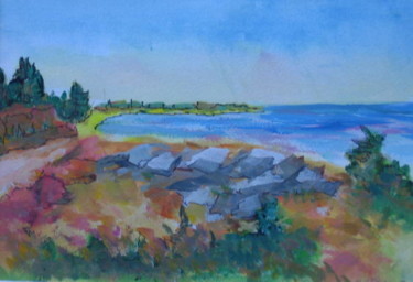 Painting titled "Sound View" by Lesley Braren, Original Artwork, Watercolor