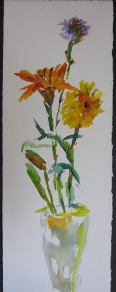 Painting titled "Tall Flowers II" by Lesley Braren, Original Artwork