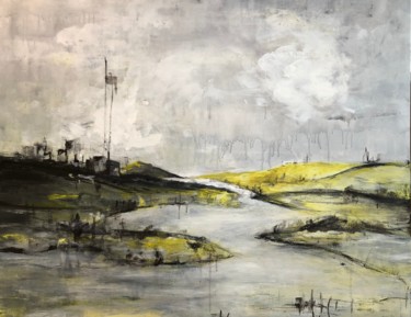 Painting titled "Flusswärts" by Leso, Original Artwork