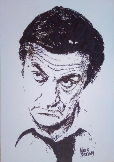 Desenho intitulada "Lino Ventura" por Mag Et Stef Gransagne (Mag et Stef - Les Quatre Mains), Obras de arte originais, Marca…