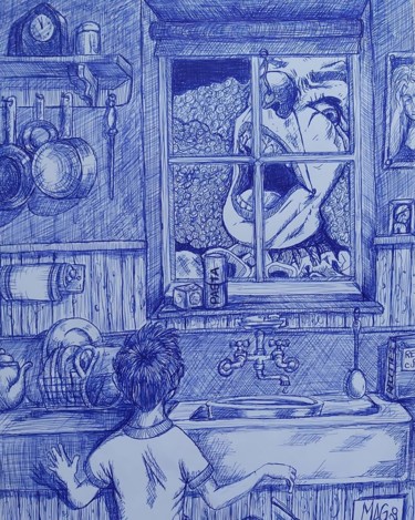 Drawing titled "Ca est revenu" by Mag Et Stef Gransagne (Mag et Stef - Les Quatre Mains), Original Artwork, Ballpoint pen