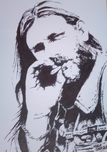 Drawing titled "Lemmy - motorhead" by Mag Et Stef Gransagne (Mag et Stef - Les Quatre Mains), Original Artwork, Marker