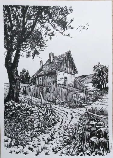 Disegno intitolato "Home sweet Home" da Mag Et Stef Gransagne (Mag et Stef - Les Quatre Mains), Opera d'arte originale, Inch…