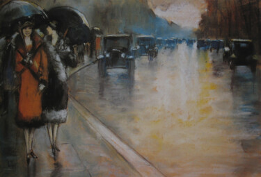 Painting titled "Rue de Berlin avec…" by Lesser Ury, Original Artwork, Oil