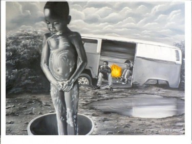 Pintura titulada "boy with bubbles" por Lester Claude Stone, Obra de arte original, Oleo
