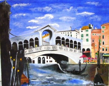 Peinture intitulée "Le pont du Rialto" par William Falck, Œuvre d'art originale