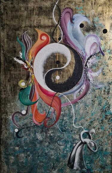 Картина под названием "L'alchimie" - Lesy, Подлинное произведение искусства, Акрил Установлен на Деревянная рама для носилок