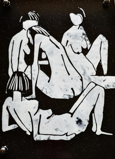 Pintura intitulada "erotic 5" por Leszek Dziaduch, Obras de arte originais, Tinta de esmalte