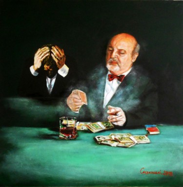 Malerei mit dem Titel "Game is over" von Leszek Gaczkowski, Original-Kunstwerk, Öl