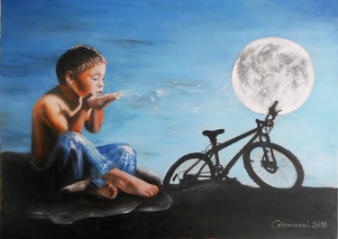 Painting titled "Moon dust" by Leszek Gaczkowski, Original Artwork, Oil