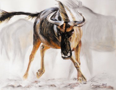 "Gnu - savanna dance" başlıklı Tablo Leszek Gaczkowski tarafından, Orijinal sanat, Pastel