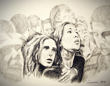 Drawing titled "événement" by Leszek Gaczkowski, Original Artwork, Chalk