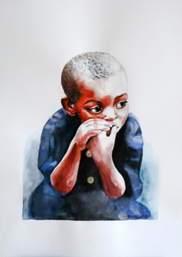 Painting titled "Little worries" by Leszek Gaczkowski, Original Artwork, Watercolor