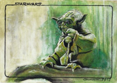 Peinture intitulée "Yoda" par Leszek Gaczkowski, Œuvre d'art originale, Pastel