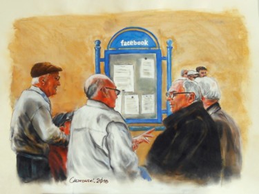 Картина под названием "facebook" - Leszek Gaczkowski, Подлинное произведение искусства, Пастель