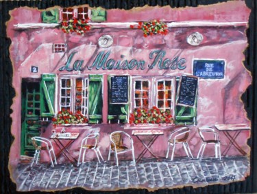 Peinture intitulée "La Maison Rose Mont…" par Leszek Gaczkowski, Œuvre d'art originale, Gouache