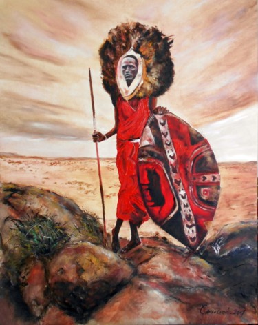 Painting titled "Masai" by Leszek Gaczkowski, Original Artwork, Oil