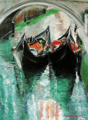 Pittura intitolato "Venetian duo" da Leszek Gaczkowski, Opera d'arte originale, Olio