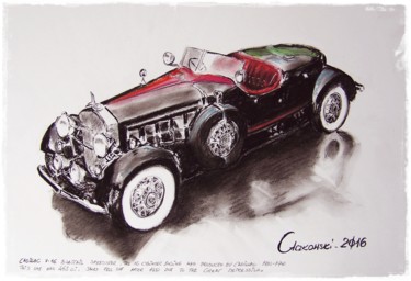 Desenho intitulada "Old cars" por Leszek Gaczkowski, Obras de arte originais, Carvão