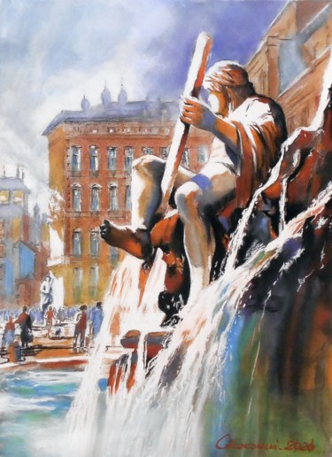 Peinture intitulée "Rome walk I" par Leszek Gaczkowski, Œuvre d'art originale, Pastel
