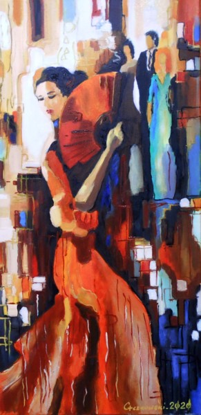 Painting titled "Flamenco II" by Leszek Gaczkowski, Original Artwork, Oil