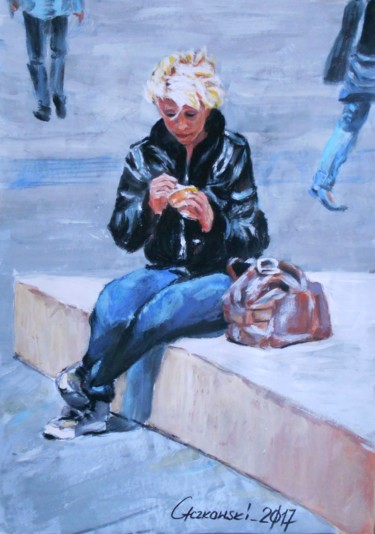 Painting titled "ice cream" by Leszek Gaczkowski, Original Artwork, Gouache