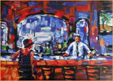 Painting titled "Drink Bar II" by Leszek Gaczkowski, Original Artwork, Oil