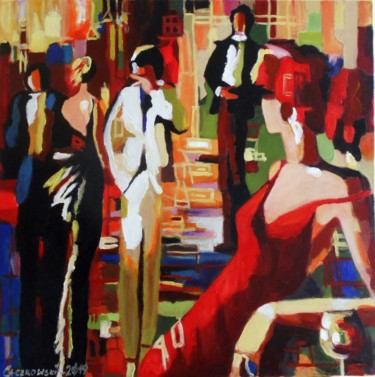 Painting titled "Party V" by Leszek Gaczkowski, Original Artwork, Oil