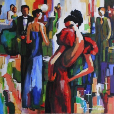 Painting titled "Party VI" by Leszek Gaczkowski, Original Artwork, Oil