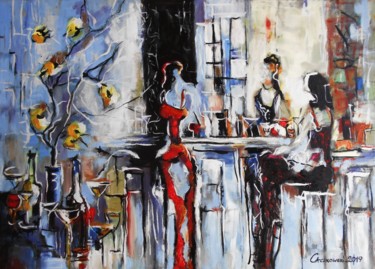 Painting titled "Drink Bar III" by Leszek Gaczkowski, Original Artwork, Oil